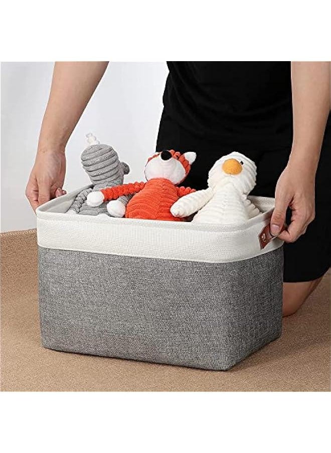 FYLX Storage Bins 3  Fabric Storage Basket Linen Closet Organizers with Handles Cubes Rectangular Fabric Storage Bins Collaible Perfect for Shees Closets Home OfficeGreyBeige)  - Image 4
