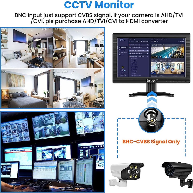 EYOYO شاشة إييو 12 بوصة TFT LCD مع مدخلات AV HDMI BNC VGA 1366x768 شاشة ملونة محمولة صغيرة بدقة HD مع مكبر صوت مدمج - Image 5