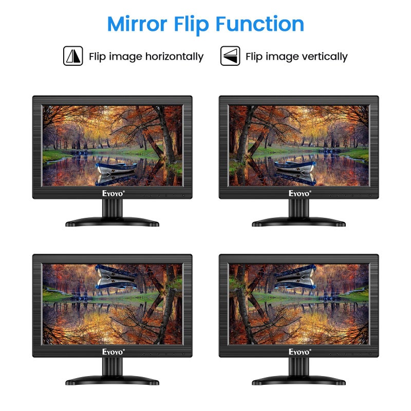 EYOYO شاشة إييو 12 بوصة TFT LCD مع مدخلات AV HDMI BNC VGA 1366x768 شاشة ملونة محمولة صغيرة بدقة HD مع مكبر صوت مدمج - Image 2
