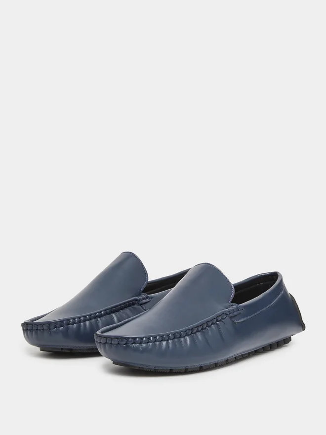 Styli Men Faux Leather Look Square Toe Loafers