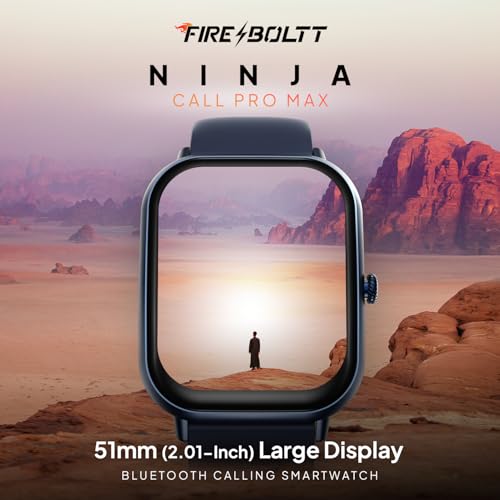 Fire-Boltt Ninja Call Pro Max Bluetooth Calling Smart Watch, 2.01" HD Display, 120+ Sports Modes, Health Suite, AI Voice Assistance, SpO2 & Heart Rate Monitor Smartwatch for Men & Women - Blue - Image 2
