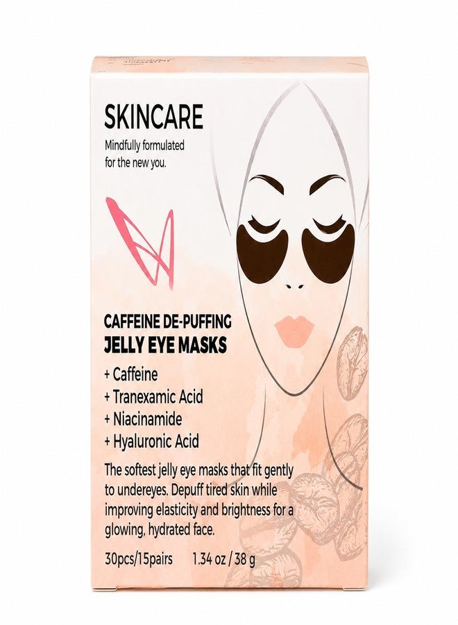Caffeine De-Puffing Jelly Eye Masks with Tranexamic Acid, Niacinamide, Hyaluronic Acid for Brightening and Hydration, 30 Pieces, 1.34 oz (Unscented) - Image 1