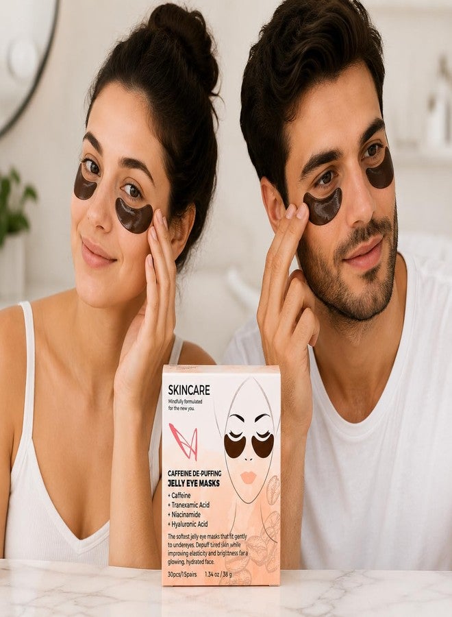 Caffeine De-Puffing Jelly Eye Masks with Tranexamic Acid, Niacinamide, Hyaluronic Acid for Brightening and Hydration, 30 Pieces, 1.34 oz (Unscented) - Image 2