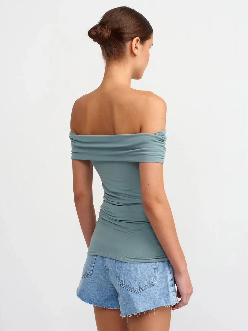 ديلفين Dilvin Off-Shoulder Slim Fit Jersey Blouse