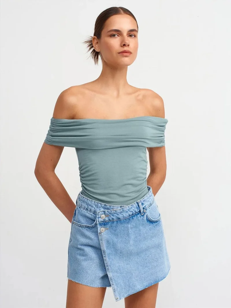 ديلفين Dilvin Off-Shoulder Slim Fit Jersey Blouse