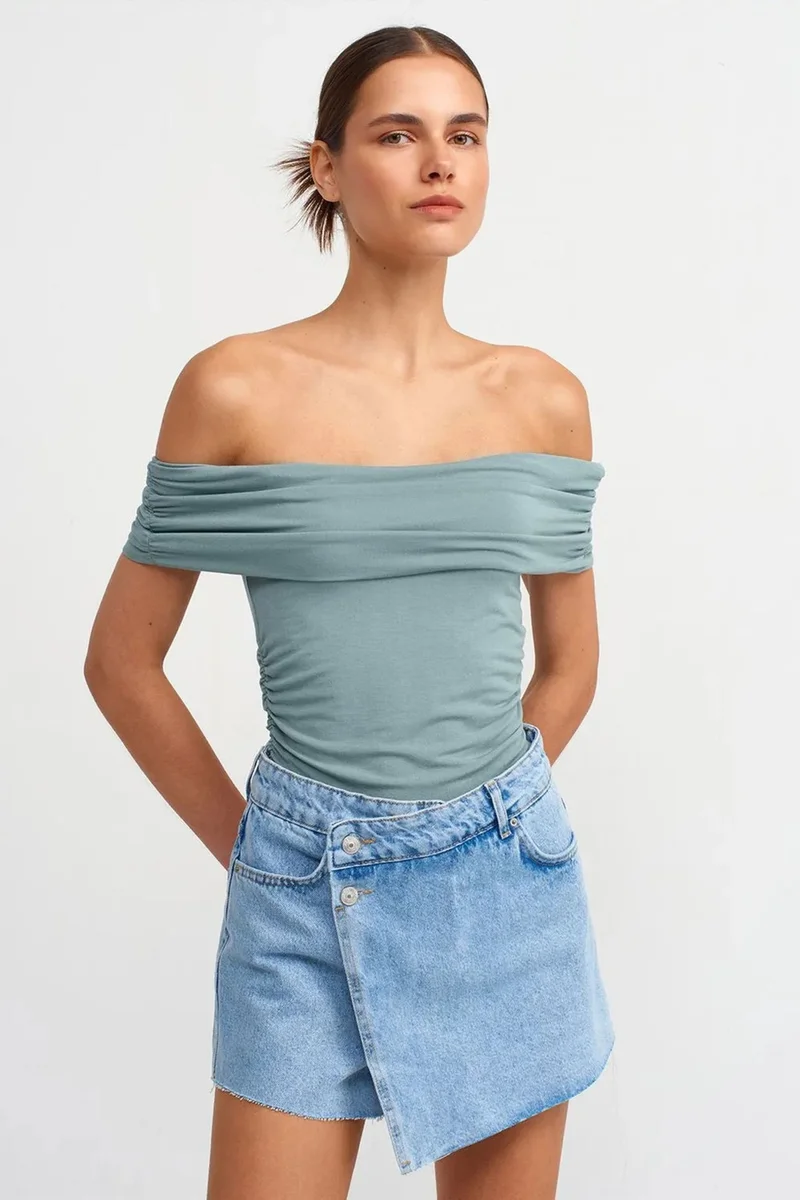 DILVIN Off-Shoulder Slim Fit Jersey Blouse