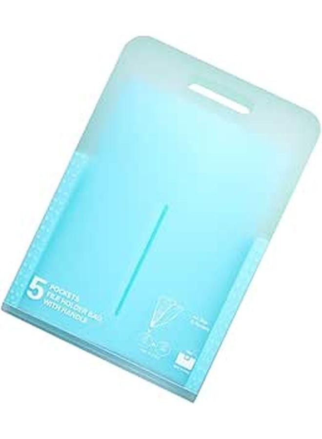A4 Expanding File Folder 5 Pockets Portable Accordion Organizer Light Blue for Office School - Image 1