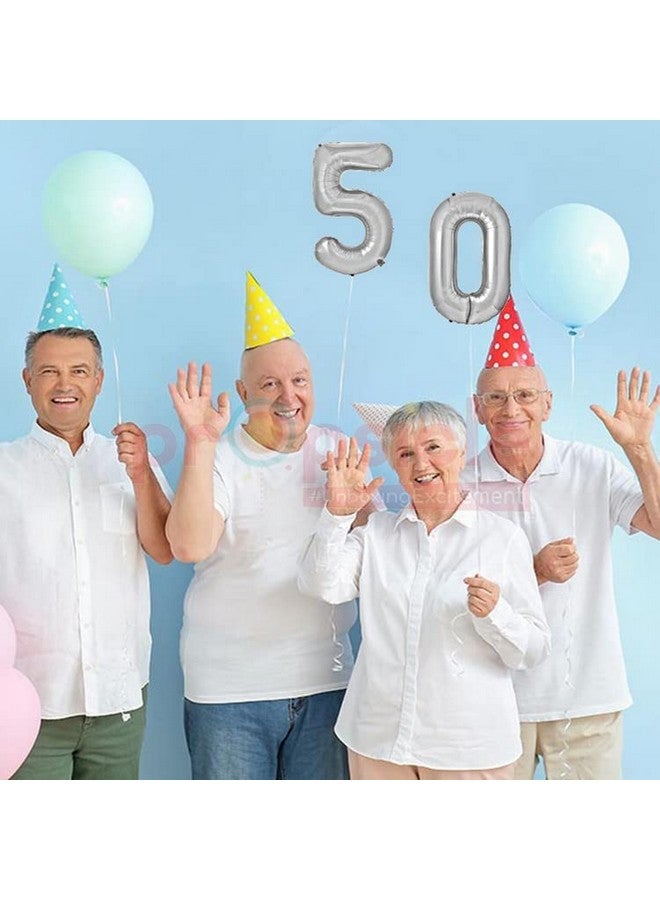 بروبسيكل بالونات هيليوم من بروسسيكل، مقاس 16 بوصة، مصنوعة من رقائق معدنية، عدد 50، لتزيين الحفلات، باللون الفضي، عبوة من قطعتين | عدد 50 بالونة، لأعياد الميلاد/الذكرى السنوية | عدد 50 - Image 2