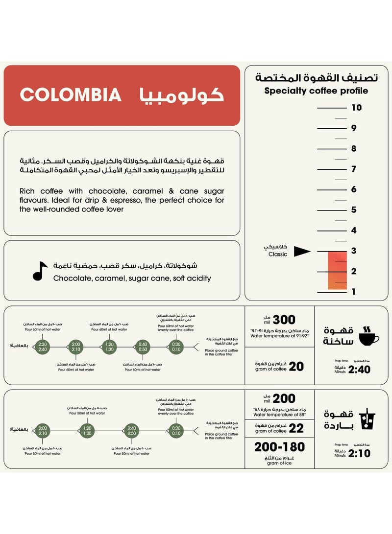 12 Cups Coffee Beans Colombia Excelso Roasted 250 g - Image 2