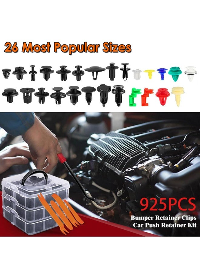أوزيغالور 925 قطعة مجموعة مشابك ومسامير تثبيت عالمية للسيارات مع أدوات إزالة - لإصلاح المصدات والأبواب والمصدات وجسم السيارة - Image 2