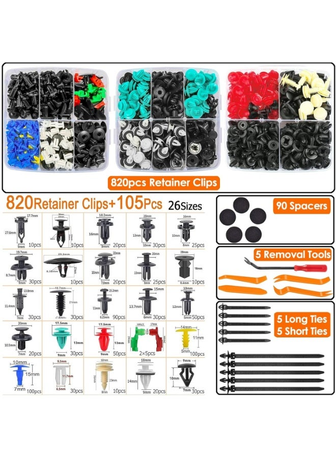 أوزيغالور 925 قطعة مجموعة مشابك ومسامير تثبيت عالمية للسيارات مع أدوات إزالة - لإصلاح المصدات والأبواب والمصدات وجسم السيارة - Image 4