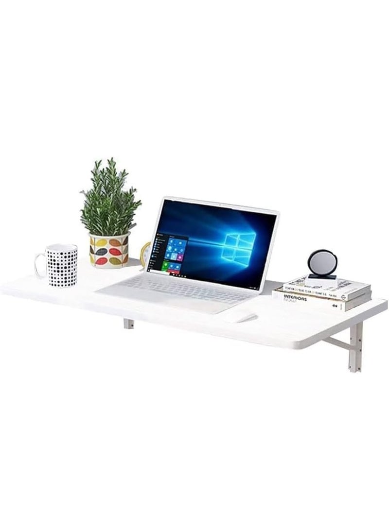 VITION Computer Desk Wall Mount Stand Folding Wall-Mounted Drop-Leaf Table,Metal Folding Shelf Bench Table Bracket (White, 50 X 80cm) - Image 1