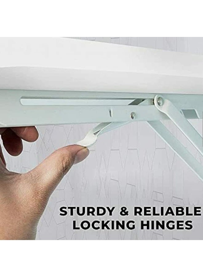 VITION Computer Desk Wall Mount Stand Folding Wall-Mounted Drop-Leaf Table,Metal Folding Shelf Bench Table Bracket (White, 50 X 80cm) - Image 5