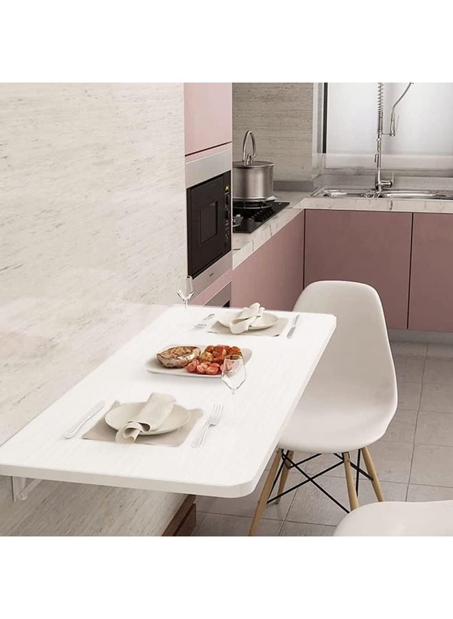 VITION Computer Desk Wall Mount Stand Folding Wall-Mounted Drop-Leaf Table,Metal Folding Shelf Bench Table Bracket (White, 50 X 80cm) - Image 2