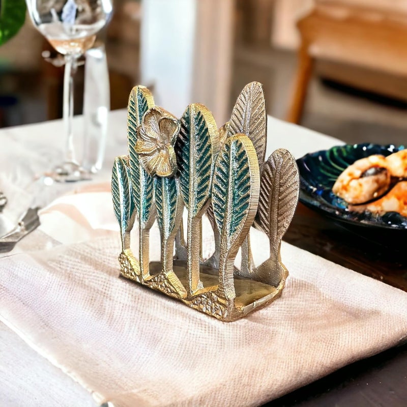 The Artage Antique Aluminium Napkin Holder with Green Shade for Office Living Room Study Room Luxury Hotels Premium Tissue Paper Holder Tissue Paper Holder LBH 115 65 12 Made in India - Image 2