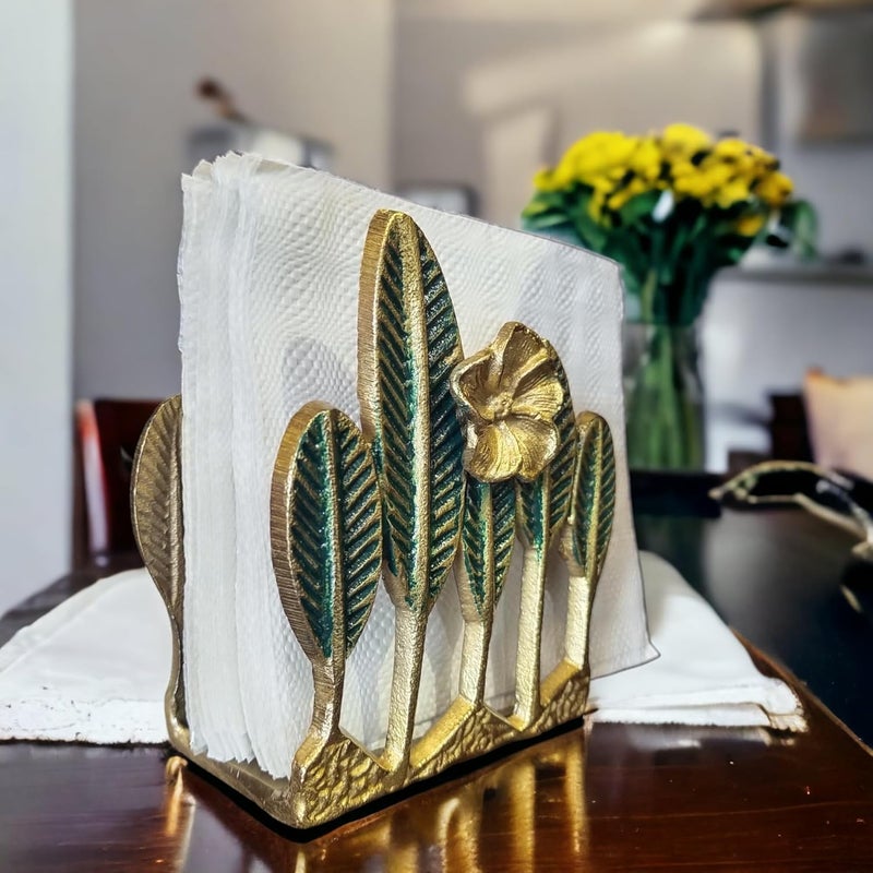 The Artage Antique Aluminium Napkin Holder with Green Shade for Office Living Room Study Room Luxury Hotels Premium Tissue Paper Holder Tissue Paper Holder LBH 115 65 12 Made in India - Image 3