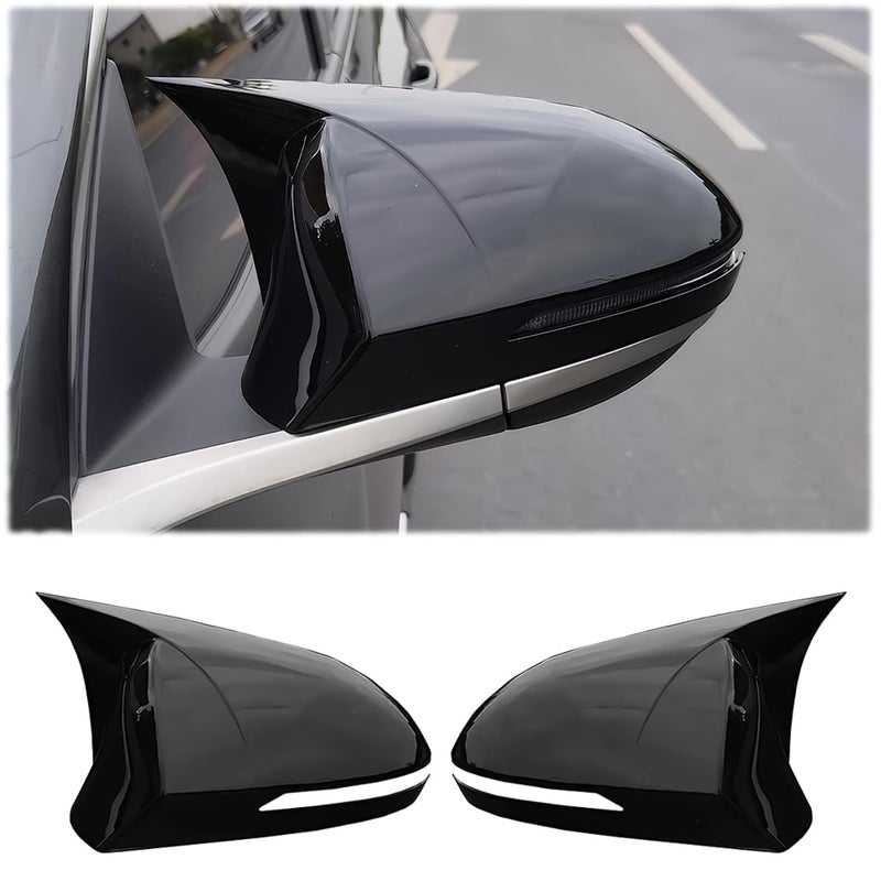 غطاء مرآة خلفية رياضية جديد MUXEE 2PCS لهيونداي توسان 2022 2023 2024 2025 أغطية كاب ABS لجناح مرآة الباب الجانبي ملحقات خارجية للسيارة باللون الأسود اللامع مناسب للطرازات المزودة بإشارات الانعطاف