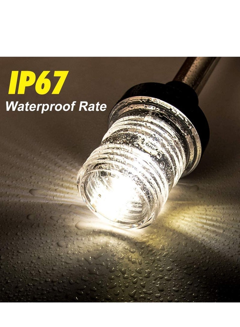 LED Fold Down Boat Stern Light, All Round 360°  Boat Anchor Light for Pontoon and Fishing Boat 9" White - Image 4