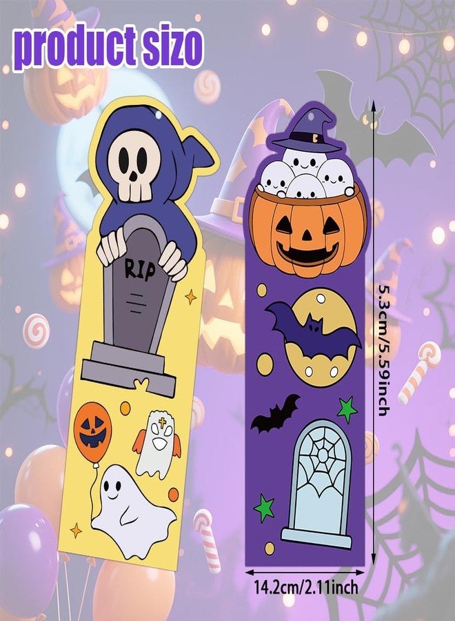 BAISDY 100Pcs Halloween Coloring Bookmark Color You Own Bookmarks for DIY Art Craft Trick or Treat Party Supplies - Image 3