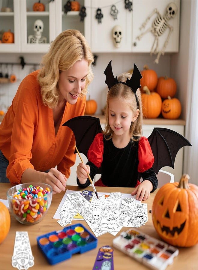 BAISDY 100Pcs Halloween Coloring Bookmark Color You Own Bookmarks for DIY Art Craft Trick or Treat Party Supplies - Image 5