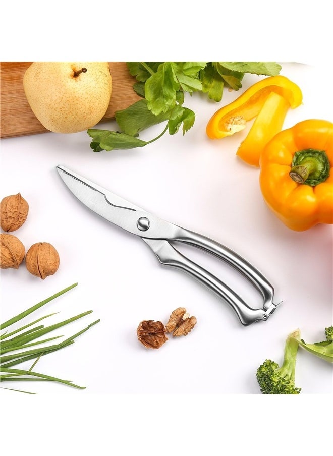Generic Heavy Duty Poultry Shears , Utility Ultra Sharp Spring Loaded Kitchen Scissors for Meat Chicken Fish Seafood BBQ (Silver)  - Image 3