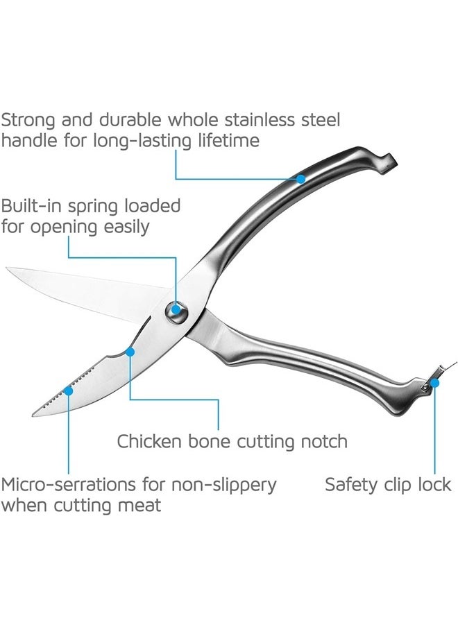 Generic Heavy Duty Poultry Shears , Utility Ultra Sharp Spring Loaded Kitchen Scissors for Meat Chicken Fish Seafood BBQ (Silver)  - Image 2