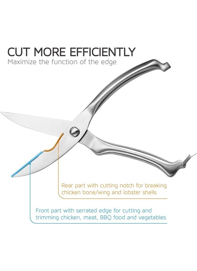 Generic Heavy Duty Poultry Shears , Utility Ultra Sharp Spring Loaded Kitchen Scissors for Meat Chicken Fish Seafood BBQ (Silver)  - Image 4