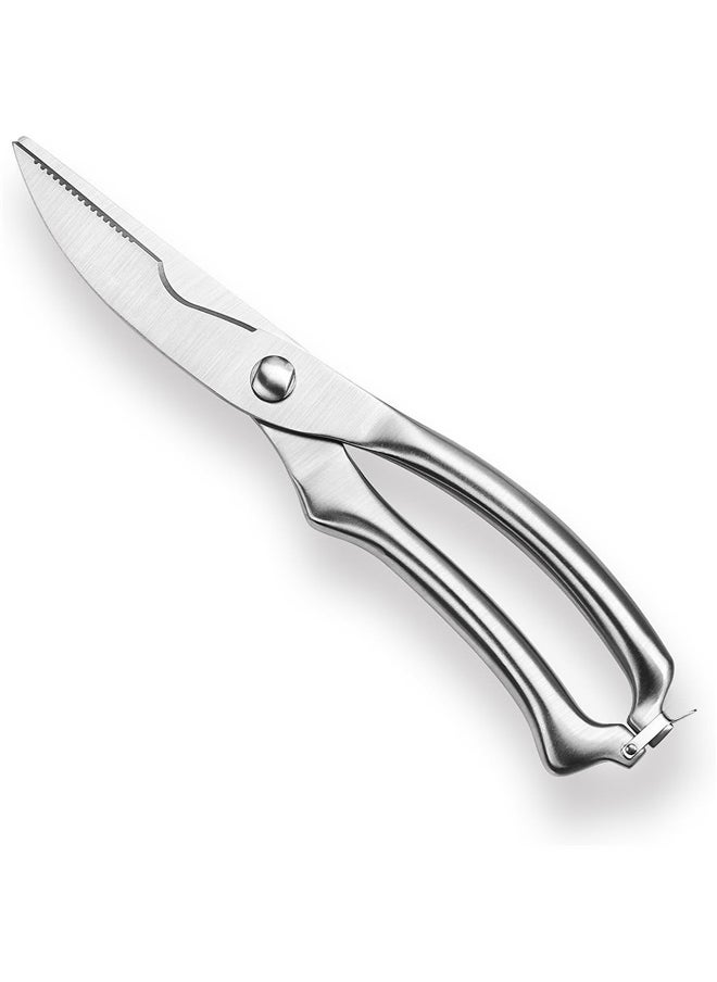 Generic Heavy Duty Poultry Shears , Utility Ultra Sharp Spring Loaded Kitchen Scissors for Meat Chicken Fish Seafood BBQ (Silver)  - Image 1
