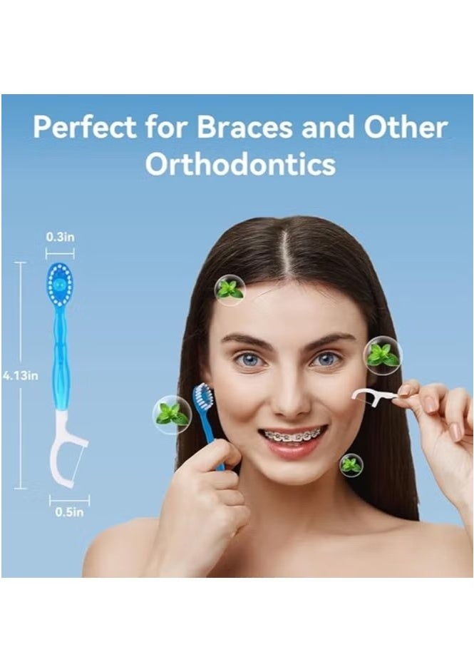 Lemon 20 Pcs 5-in-1 Mint Disposable Toothbrushes Travel Toothbrush Oral Care with Floss Tongue Scraper Toothbrush, Tooth Flossing Inter Dental Brush with Toothpaste, Dental Floss Picks - Image 3