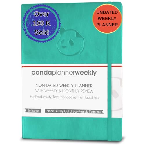 Panda Planner Weekly 2025-2026, Undated Weekly Planner for Office, School & Home – 8"x11" Soft Vegan Leather Organizer Notebook with To-Do Lists, Habit Tracker, Notes & Agenda – Black - Image 1