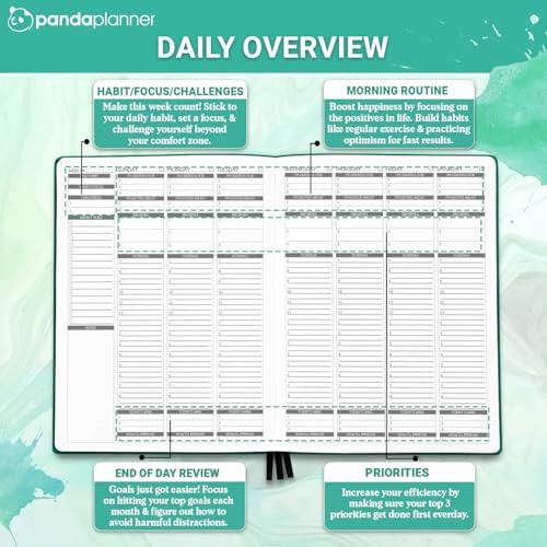 Panda Planner Weekly 2025-2026, Undated Weekly Planner for Office, School & Home – 8"x11" Soft Vegan Leather Organizer Notebook with To-Do Lists, Habit Tracker, Notes & Agenda – Black - Image 2
