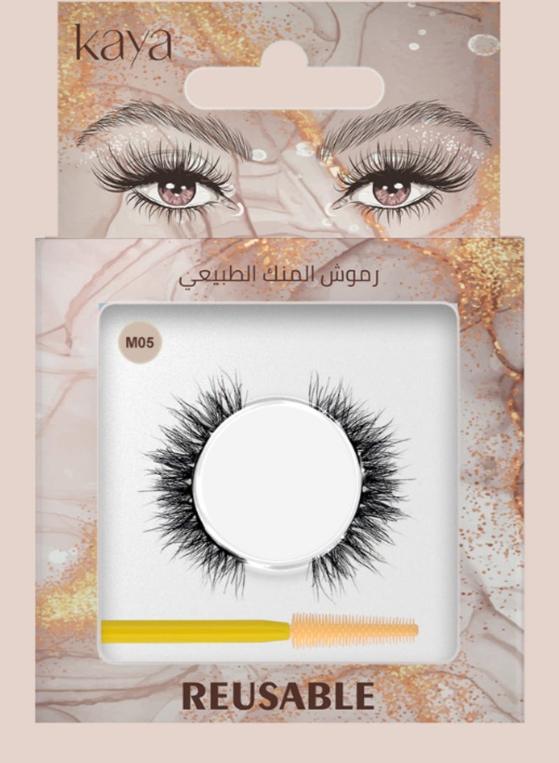 kaya Clear Eyelash Glue with Natural Mink Three Dimensional Lashes Style No. 5 Set - Image 3