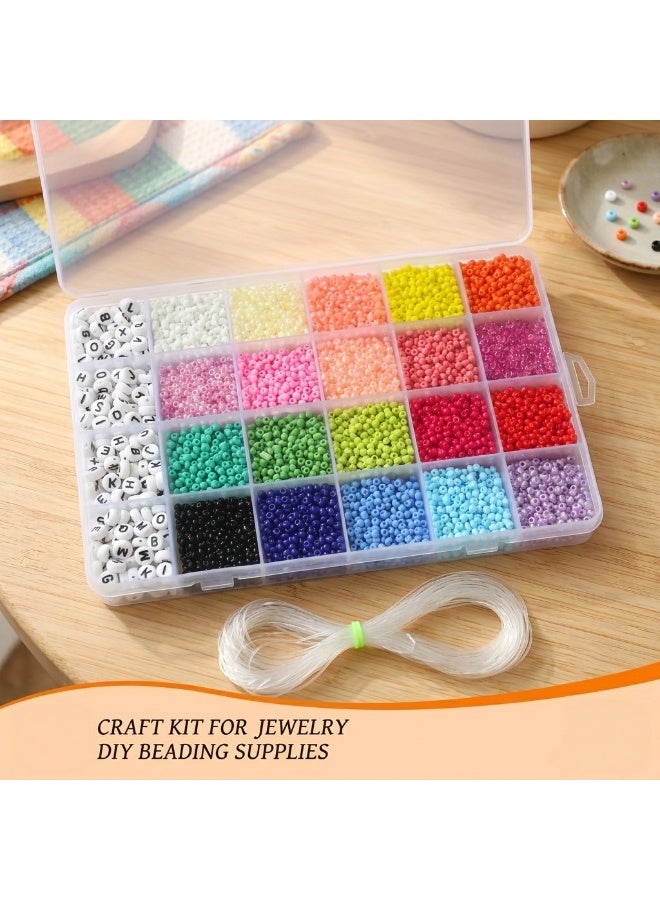 BLOOMING TIME 3300Pcs 4mm Letter Beads for Jewelry Making, 21 Colors Pony Beads with 24-Grid Storage Box & 10m Elastic String, DIY Bracelet Necklace Keychain Craft Beading Kit - Image 1