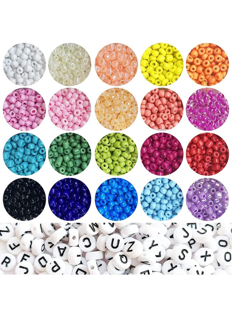 BLOOMING TIME 3300Pcs 4mm Letter Beads for Jewelry Making, 21 Colors Pony Beads with 24-Grid Storage Box & 10m Elastic String, DIY Bracelet Necklace Keychain Craft Beading Kit - Image 3
