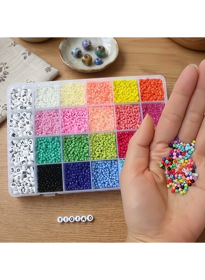 BLOOMING TIME 3300Pcs 4mm Letter Beads for Jewelry Making, 21 Colors Pony Beads with 24-Grid Storage Box & 10m Elastic String, DIY Bracelet Necklace Keychain Craft Beading Kit - Image 2