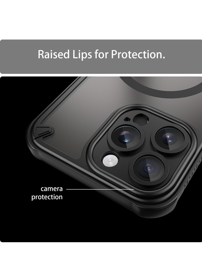 Magnetic Case Cover for iPhone 16 Pro Max 5G, Armor of Brushed Comfortable Oil Waterproof TPU+PC Soft Semi-translucentmatte Feel Cell Phone Protective Back Case for iPhone 16 Pro Max 5G, Black  - Image 5