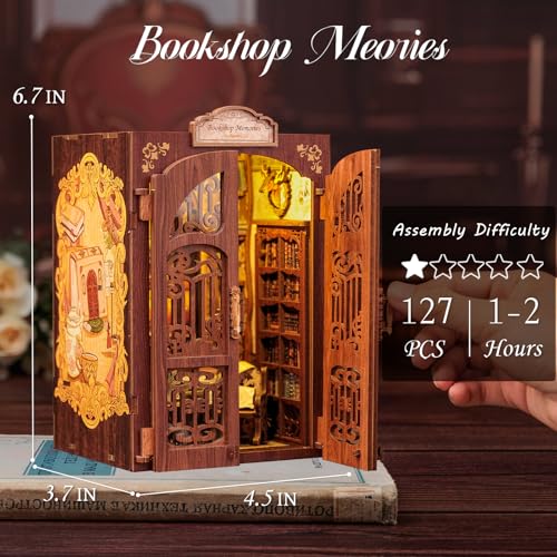 Cutefun Book Nook Kit DIY Miniature Dollhouse Kit for Bookshelf Book Nook Kits for Adults Beginners Ideal Gift for Book Lovers Bookshop Memories - Image 5