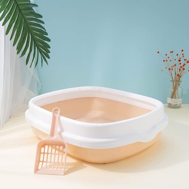 Pets Empire Cat Litter Box Tray with Free Scooper | Toilet Training for Kitten and Puppies | Semi Closed Design and Durable Quality | Litter Tray for All Cat & Kitten Breeds | Pink - Image 3