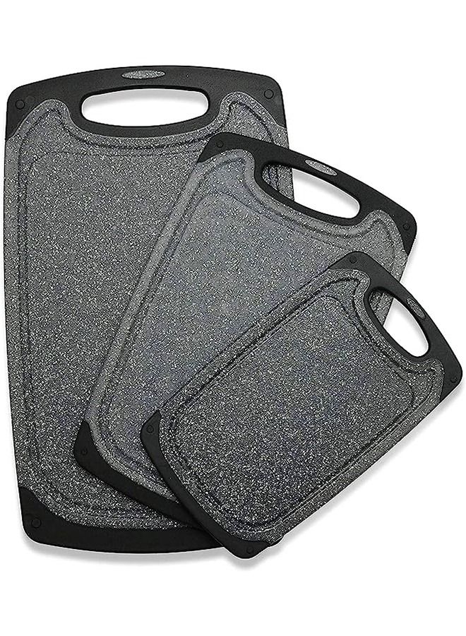 Arabest Plastic Cutting Board,3 Pieces Dishwasher Safe Cutting Boards with Juice Grooves,Easy Grip Handle, Non-slip,With Grinding Area for Grinding Garlic and Ginger(Black）  - Image 1