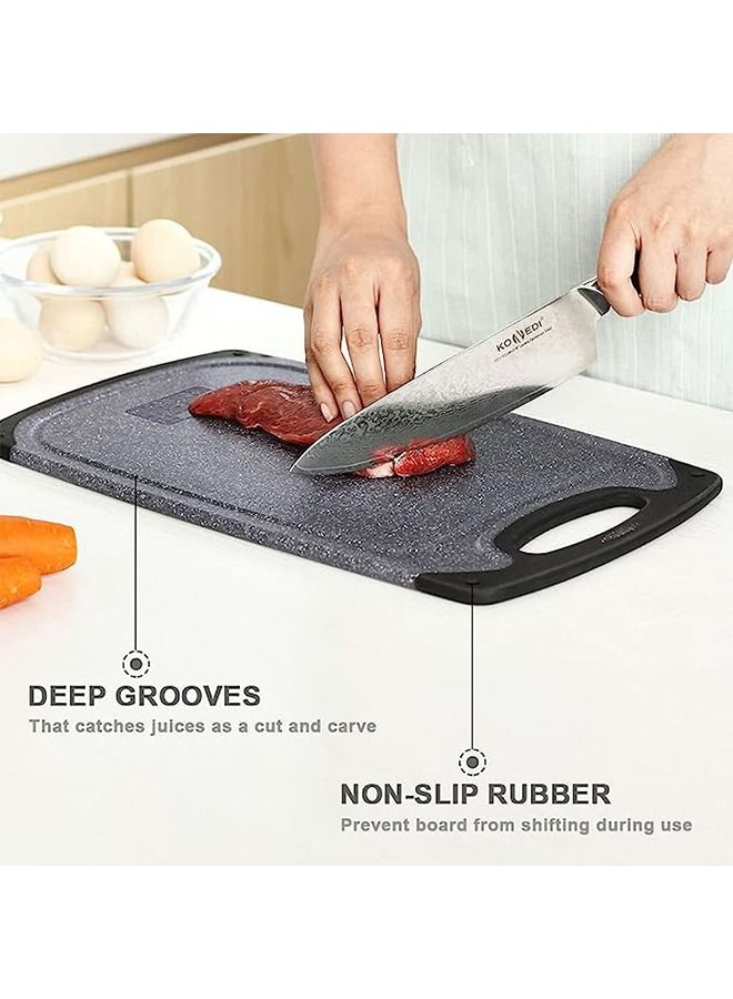 Arabest Plastic Cutting Board,3 Pieces Dishwasher Safe Cutting Boards with Juice Grooves,Easy Grip Handle, Non-slip,With Grinding Area for Grinding Garlic and Ginger(Black）  - Image 2