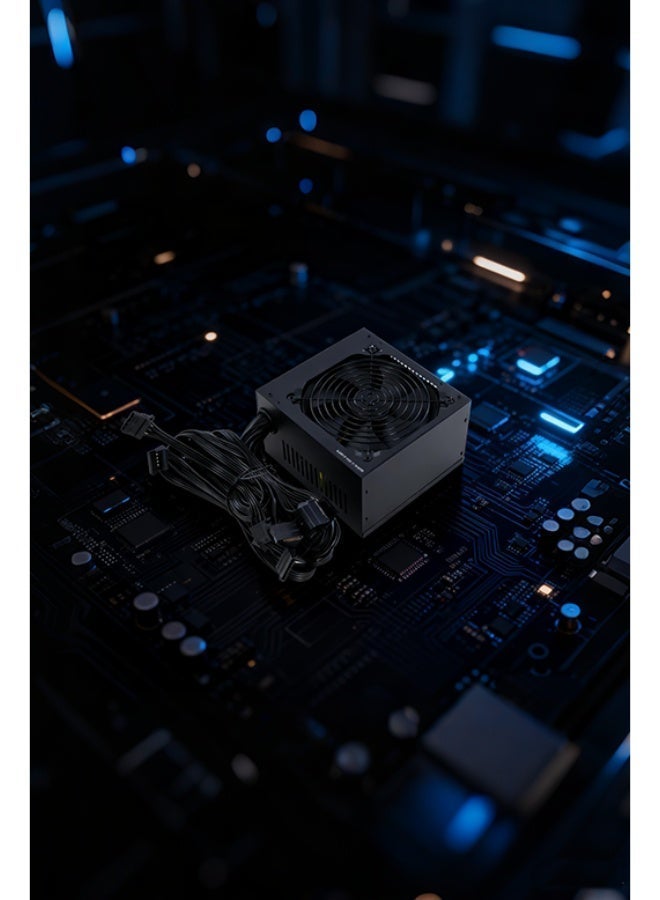 صورة العالمة مزود طاقة بقدرة 750 واط غير قابل للفصل – حاصل على شهادة 80 Plus White، كفاءة عالية، ضوضاء منخفضة، أداء موثوق، خرج مستقر لتجميع أجهزة الكمبيوتر، متوفر بخيارات 600 واط / 700 واط / 800 واط، تصميم متين، وميزات أمان محسّنة. - Image 4