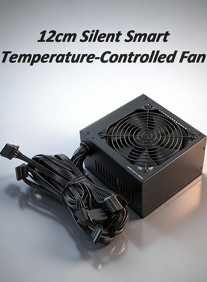 صورة العالمة مزود طاقة بقدرة 750 واط غير قابل للفصل – حاصل على شهادة 80 Plus White، كفاءة عالية، ضوضاء منخفضة، أداء موثوق، خرج مستقر لتجميع أجهزة الكمبيوتر، متوفر بخيارات 600 واط / 700 واط / 800 واط، تصميم متين، وميزات أمان محسّنة. - Image 2