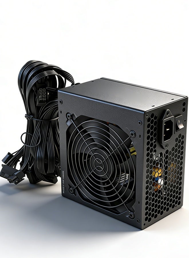 صورة العالمة مزود طاقة بقدرة 750 واط غير قابل للفصل – حاصل على شهادة 80 Plus White، كفاءة عالية، ضوضاء منخفضة، أداء موثوق، خرج مستقر لتجميع أجهزة الكمبيوتر، متوفر بخيارات 600 واط / 700 واط / 800 واط، تصميم متين، وميزات أمان محسّنة. - Image 1
