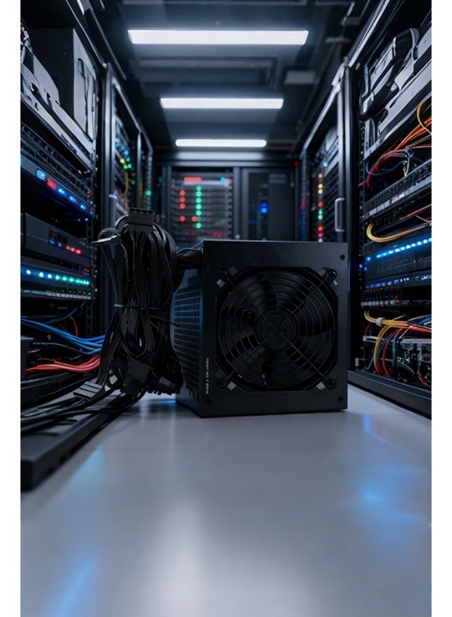 صورة العالمة مزود طاقة بقدرة 750 واط غير قابل للفصل – حاصل على شهادة 80 Plus White، كفاءة عالية، ضوضاء منخفضة، أداء موثوق، خرج مستقر لتجميع أجهزة الكمبيوتر، متوفر بخيارات 600 واط / 700 واط / 800 واط، تصميم متين، وميزات أمان محسّنة. - Image 5