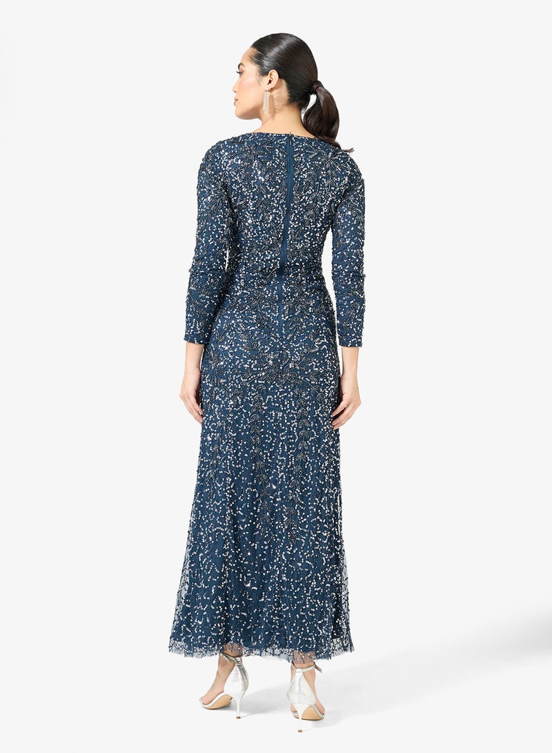 MARYISA Embellished Sequin Modest Long Sleeve Maxi Dress - Image 2