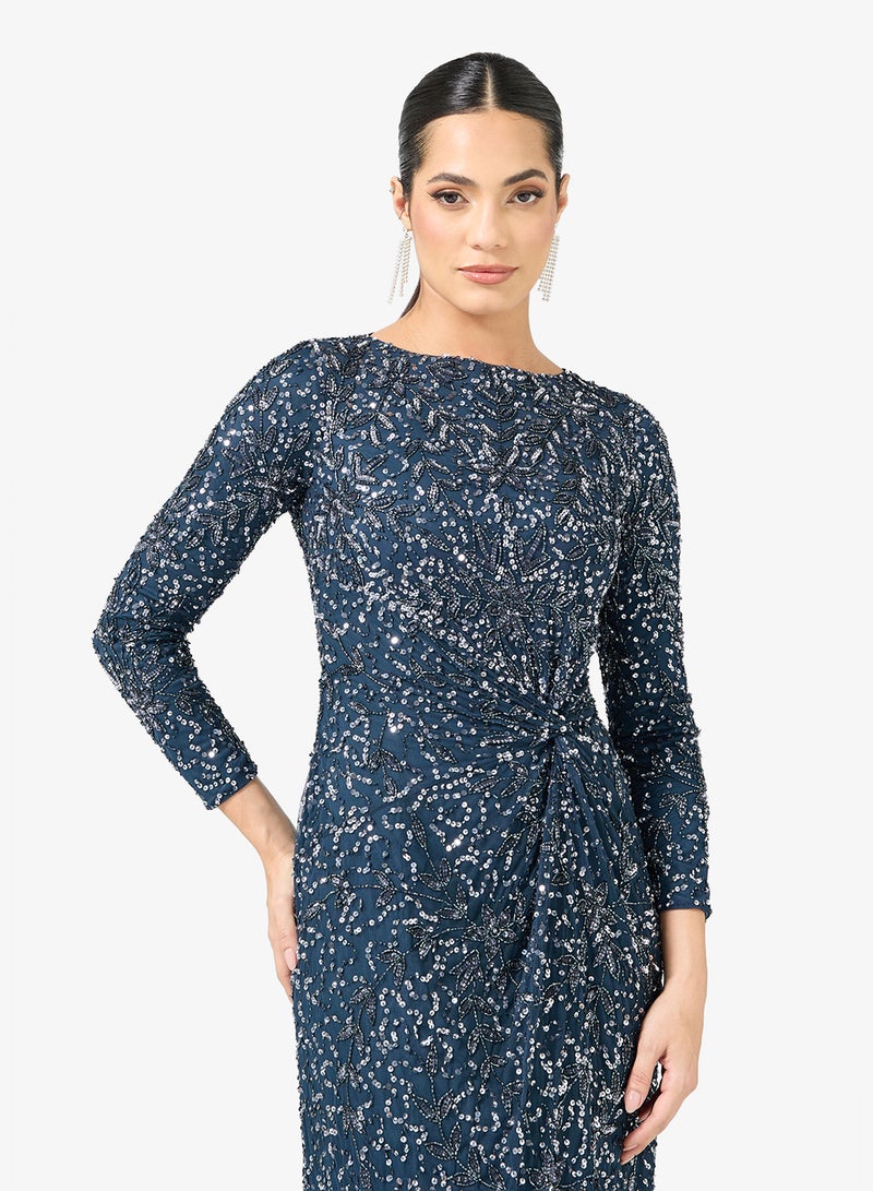 MARYISA Embellished Sequin Modest Long Sleeve Maxi Dress - Image 3