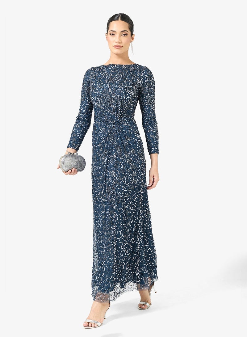 MARYISA Embellished Sequin Modest Long Sleeve Maxi Dress - Image 1