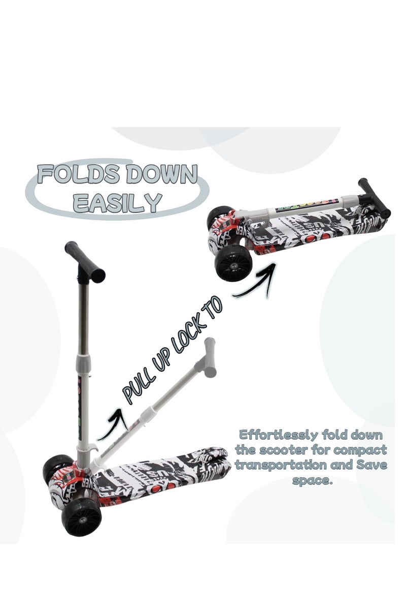 EASY FUTURE Scooters for Kids with Foldable & Height Adjustable Handle Kick Scooter with LED PU Wheels & Rear Brake Scooter for 3 to 8 Years - Image 3