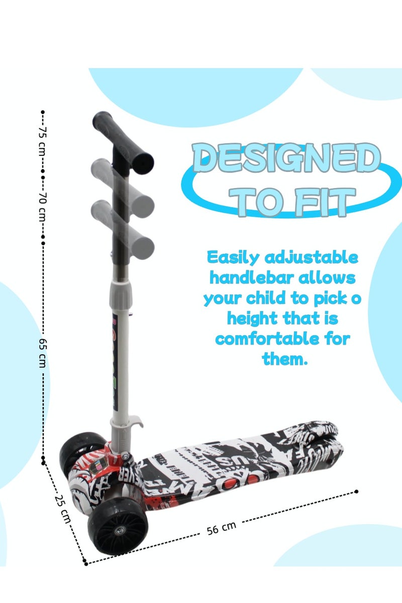 EASY FUTURE Scooters for Kids with Foldable & Height Adjustable Handle Kick Scooter with LED PU Wheels & Rear Brake Scooter for 3 to 8 Years - Image 2