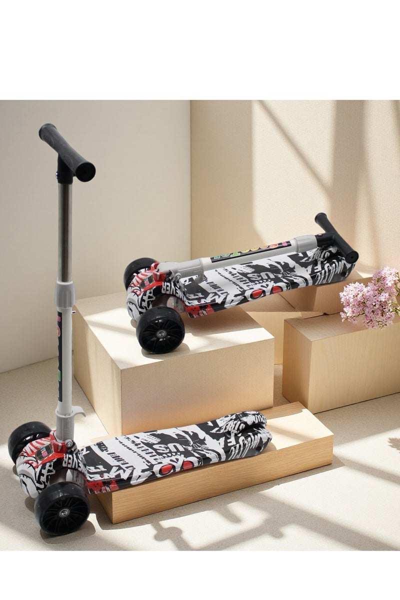 EASY FUTURE Scooters for Kids with Foldable & Height Adjustable Handle Kick Scooter with LED PU Wheels & Rear Brake Scooter for 3 to 8 Years - Image 1